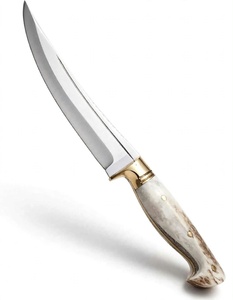 Herramienta de campo y uso general para exteriores, hecha a mano, de acero al carbono satinado de alta calidad, con punta de caza y bolster de latón con hueso natural. - Product Image 3