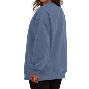 Sweat-shirt unisexe en coton uni pour femme, coupe décontractée à épaules tombantes, col rond en molleton, personnalisable, vente en gros 2026 - Product Image 2