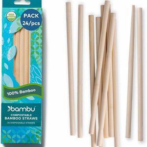 Pajitas de bambú natural premium, compostables y biodegradables, envasadas para uso doméstico y servicio de bebidas comerciales. - Product Image 1
