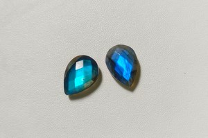 Pear Briolette Labradorite Cabochon Blue <b>Fire</b> Faceted Crystal Loose <b>Gem</b> Pair For Handmade Pendant Jewelry 13x18mm - Product Image 4