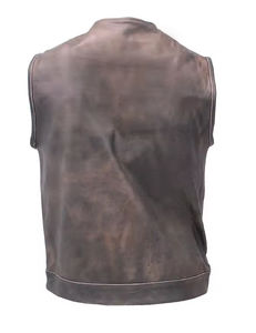 Chaleco de Cuero Genuino Negro con Logotipo Personalizado 2025, Chaleco Clásico de Lana para Hombre con Cuello en V, Múltiples Bolsillos Delanteros, Transpirable, Informal, para Invierno - Product Image 5