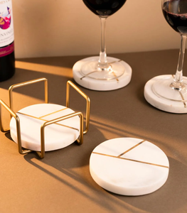 Marble <b>Coaster</b> Mats Pads <b>White</b> Stone Housewarming Top Price Hexagon Marble <b>Coaster</b> Mats - Product Image 5