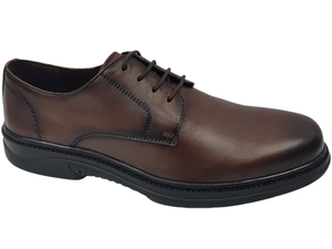 Zapatos Oxford de cuero de oveja marrón para hombre, con punta redonda, con cordones, transpirables, ligeros, casuales, para todas las estaciones - Product Image 1