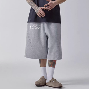 Pantalones Cortos Bermuda de Hombre, Estilo Urbano, con Paneles Curvos, 100% Algodón, Logotipo Frontal, Tejido French Terry Grueso, Estilo Cargo con Múltiples Bolsillos - Product Image 1