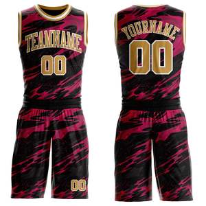 Conjunto de Uniforme de Baloncesto Antibacterial Negro y Dorado Antiguo Personalizado, Nombre del Equipo Impreso, Jersey y Pantalones Cortos de Poliéster Reciclado Sublimado - Product Image 6