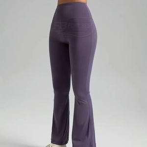 Leggings évasés taille haute pour femme en Spandex/Nylon ultra doux, respirants, effet ventre plat, coupe bootcut, élastiques, à motif écossais - Product Image 4