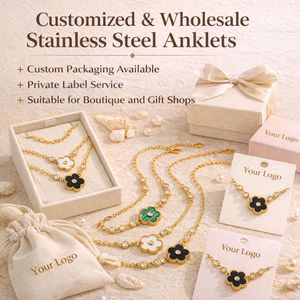 Wholesale Dainty Double Row <b>Anklet</b> for Women 18K Gold Plated Stainless Steel - Product Image 6