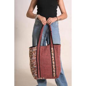 Bolso Tote de Algodón Kantha Vintage, Bolso de Hombro Boho Indio Hecho a Mano, Bolso Tote Reutilizable con Estampado Floral - Product Image 1