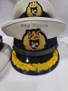 Premium Custom Embroidered Outdoor Cap Gold Metallic Badge Decorative Laurel Embroidery Adjustable Formal Uniform Hat 100% Wool - Product Image 1