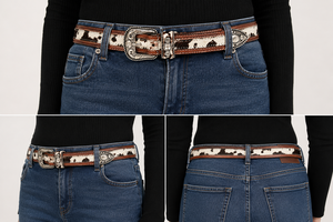 Ceintures en cuir véritable de vache avec poils, style western, boucle personnalisée, fournisseur B2B de Divine International - Product Image 6