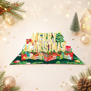 Carte de vœux 3D pop-up Joyeux Noël, découpe de papier, Père Noël, design personnalisé 3D, thème hiver, artisanat en papier - Product Image 1