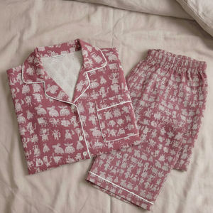 Conjunto de Pijama de Dos Piezas para Mujer, de Algodón Tejido, Estampado a Mano, Térmico, para Verano, con Bordado a Máquina, Fabricante de la India - Product Image 2