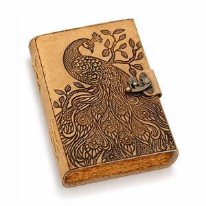 Custom Genuine Leather Hardcover A3 '<b>Book</b> Shadows' Hand-Stitched Acid-Free Travellers Notepads Office Diary <b>Notebook</b> Peacock - Product Image 1