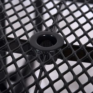 46\" Black Outdoor Square Steel Picnic <b>Table</b> with <b>Umbrella</b> Pole Garden Sets - Product Image 3