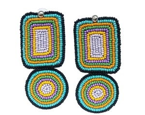 Pendientes bordados con cuentas de moda hechos a mano en diseño multicolor elegante para chicas elegantes y mujeres de moda - Product Image 4