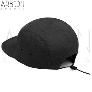 Casquettes 5 panneaux confortables noires unies avec logo personnalisé, service OEM ODM 2026 avec impression de votre propre logo, dernier style pour hommes et femmes - Product Image 3