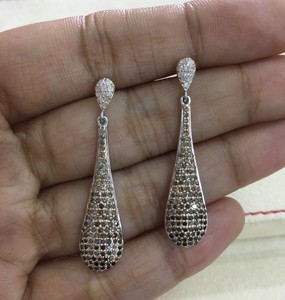 Pendientes colgantes de diamantes redondos para mujer, 1.25 quilates en total, engaste de púas, para uso diario, plata de ley 925, joyería de moda - Product Image 4