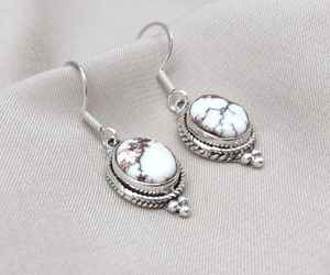 Boucles d'oreilles pendantes bohèmes en argent sterling 925 de haute qualité avec jaspe cheval sauvage naturel marron - Product Image 3