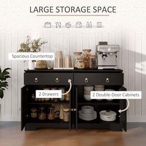 Adjustable Shelf <b>Kitchen</b> Storage <b>Sideboard</b> Farmhouse Buffet Cabinet with Barn Style Doors Black Color - Product Image 4