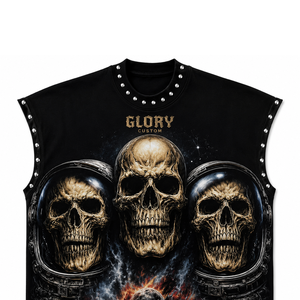 เสื้อกล้ามพิมพ์ลายกราฟิกประดับคริสตัล Glory Custom ผ้าเจอร์ซีย์คอตตอน 100% เนื้อผ้านุ่ม สไตล์วินเทจ เสื้อยืดแขนกุดสำหรับใส่ได้ทั้งชายและหญิง - Product Image 3