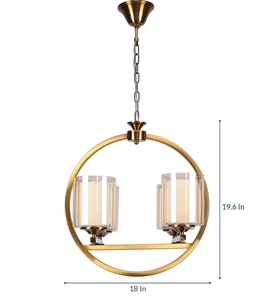 Lustre Moderne en Gros, Suspension Luxe Or Antique, Prix Usine, Lampe Suspendue à Double Abat-jour en Verre - Product Image 5