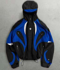 Chaqueta para Hombre de Color Sólido con Capucha, Resistente al Viento, Impermeable, Transpirable y Ecológica, Azul y Blanca, con Cierre Frontal, Manga Regular, Forro Polar - Product Image 3