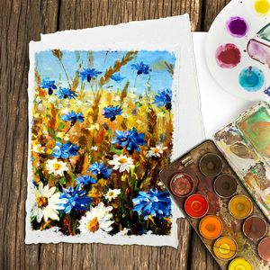 Bloc de Dibujo ALBORZ Hecho a Mano, Papel de Algodón A5 en Blanco, Bordes Decorativos, Libre de Ácido, Hojas Archivables de 250 GSM, Impresión Digital, Acuarela - Product Image 3