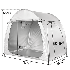 Light Gray 6.8x4.9FT Arched Bicycle <b>Storage</b> Shed 210D PU Silver Coated Oxford Black Fiberglass Rod Frame Front Side Dual <b>Camping</b> - Product Image 5