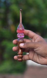 Handmade Wooden <b>Crochet</b> <b>Hook</b> With Purple Resin Handle <b>crochet</b> <b>hooks</b> Sewing tools Oval Shape Smooth Finish For Needlework - Product Image 4