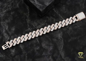 Two Tone Moissanite Diamond Cuban Link <b>Bracelet</b> Crafted in 925 <b>Sterling</b> <b>Silver</b> with Fully Iced Hip Hop Luxury Design - Product Image 3