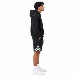 Ensemble de survêtement personnalisé en molleton épais avec sweat à capuche et short de sport, style streetwear oversize, en coton polaire, vente en gros ODM - Product Image 2