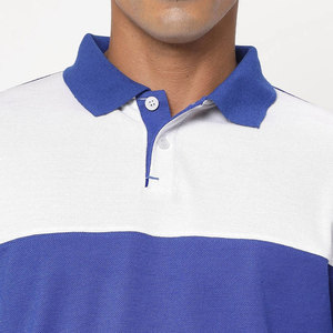 Polo de Manga Corta para Hombre, Bloques de Color Azul y Blanco, Tejido de Algodón, Corte Regular Informal, Diseño Transpirable - Product Image 6