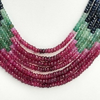 Collier de perles de pierres précieuses naturelles de qualité supérieure, émeraudes, rubis, saphirs facettés, rondelles, prix d'usine