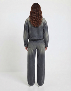 Women Cute Sexy Denim <b>Jacket</b> Wide Leg Jogger Pants Set Streetwear Jeans Button High Quality Loose Fit Wholesale - Product Image 2