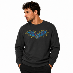 Sweat-shirt graphique noir en coton personnalisé unisexe, imprimé chauve-souris, col rond, streetwear, coupe oversize, polaire chaude pour l'hiver - Product Image 5