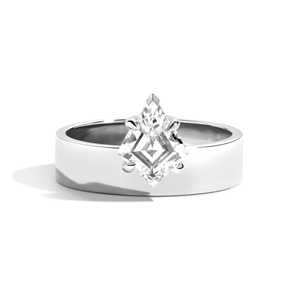 Anillo de Compromiso con Diamante Cultivado en Laboratorio de 1 Quilate, Corte Kite, Oro Sólido de 14k, Banda Ancha de 4.7mm, Anillos Modernos Minimalistas, Fabricante, Venta al Por Mayor - Product Image 3