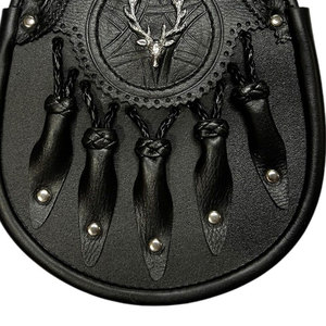 OEM ODM Sporran écossais fait main pour homme en cuir végétalien noir avec sangle à chaîne, fournitures d'usine - Product Image 4