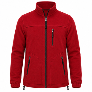 High Quality Men Polar <b>Fleece</b> Jacket Stand Up Collar Utility Zipper Pockets Thermal <b>Work</b> Uniform Vibrant Tone Workwear Jacket - Product Image 1