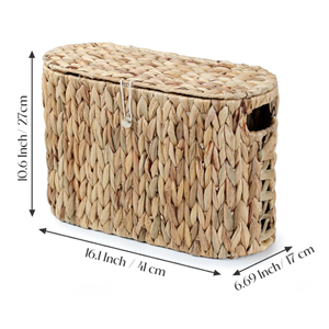 Cesta para Papel Higiénico de Jacinto de Agua Natural Tejida a Mano con Tapa, Organizador de Baño de Mimbre Natural de Vietnam - Product Image 2
