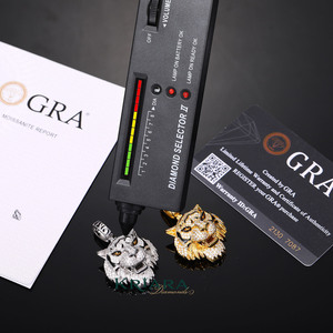 จี้หัวเสือสำหรับผู้ชาย เงินแท้ 925 ชุบโรเดียม/ทอง/ทอง 14K ประดับเพชรโมอิสซาไนต์ทรงกลมเจียระไนแบบเหลี่ยม ทรงฮิปฮอป เหมาะสำหรับใส่ทุกวัน - Product Image 4