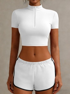 Wholesale Hot One Shoulder Ribbed Crop Top and High Waisted Biker Shorts <b>Set</b> for Women Sexy Cut Out Activewear <b>Yoga</b> Gym - Product Image 5