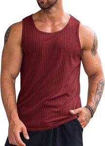 Débardeur côtelé sans manches pour homme, couleur unie, col rond, tricoté en polyester, vêtement décontracté pour le fitness - Product Image 3