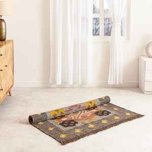 Alfombras Compactas y Portátiles Tejidas a Mano de Yute y Lana, Alfombras Kilim para Sala de Estar, Dormitorio y Estudio - Product Image 5