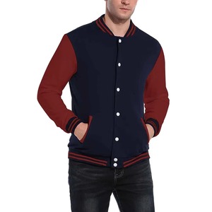 OEM Men's Stand Collar Classic Blue Varsity Letterman Varsity <b>Jacket</b> For Men With <b>White</b> Leather Strip Heated winter <b>jacket</b> - Product Image 2