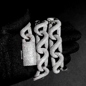 Collar de Cadena de Eslabones con Corte Brillante de Plata 925 Plateada Unisex Evanex Diamond, Estilo Hiphop, para Aniversario, Uso Diario, Micro - Product Image 5