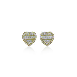 Pendientes de Diamante Solitario con Corte Brillante en Oro Amarillo, Joyería Clásica Ligera para Mujer, para Compromiso, Fiesta, Boda - Product Image 1