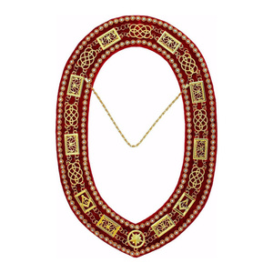 Emblemas Metálicos Dorados, Collar de Cadena Ceremonial de Terciopelo Rojo, Personalizado para Logia Masónica Azul, Acabado Dorado, Logia Decorativa de Terciopelo Rojo - Product Image 1