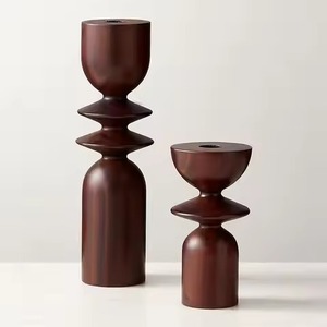 <b>Rustic</b> Wooden Candle Pillar Holder Premium Interior Decor for <b>Table</b> Shelf and <b>Console</b> Arrangement - Product Image 2