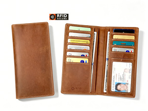 [Retail Price] [In Stock] Castello Top Quality Genuine Crazy Horse Leather <b>Long</b> <b>Wallet</b> Men's Women's Light Brown - Product Image 1