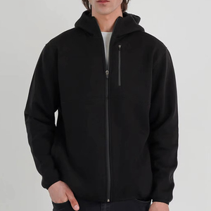 New Custom Embroidered Logo & Design <b>Black</b> Fleece Zipper Hoodies for <b>Men</b> Regular Fit Casual Warmth Winter Wear - Product Image 1